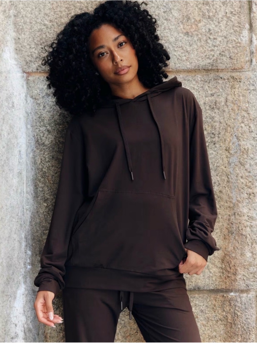 Comfrt AllDayJersey Hoodie in espresso Size Medium